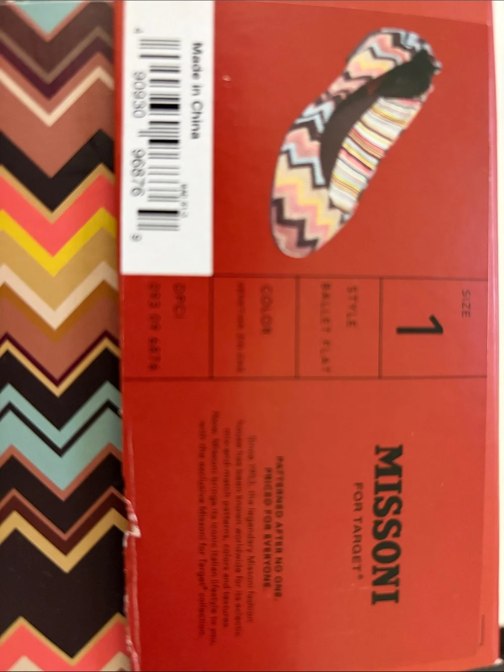 Missoni for Target Pink Yellow Brown Zigzag Knit Ballet Flats